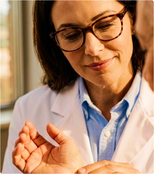A clinician with a patient